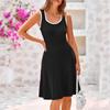 Женское повседневное модное платье миди без рукавов с круглым вырезом