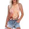 Womens Summer Tank Tops Pleated O Neck Printing Casual Top Tank Tops For Women Loose Fit Sleeveless Shirts
