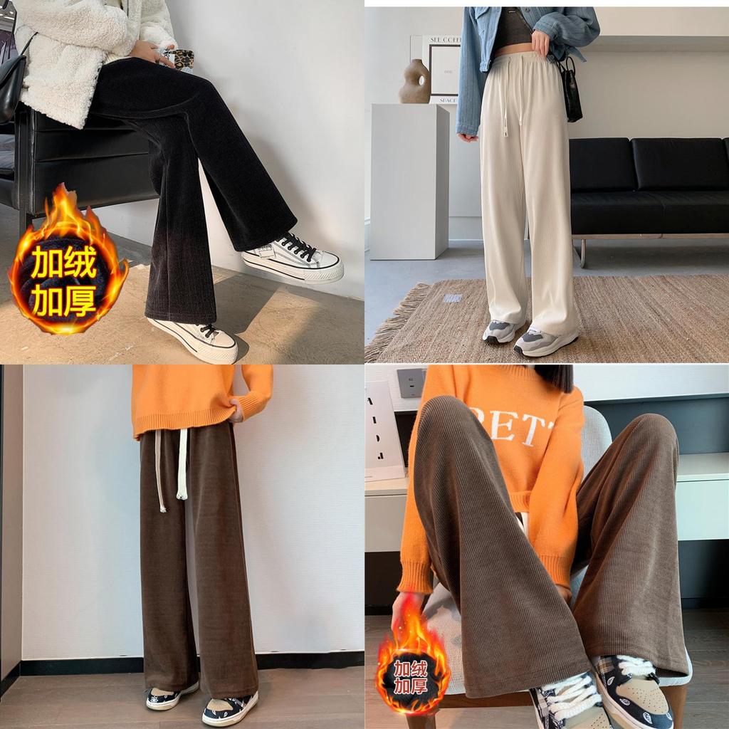 Cotton Corduroy Wideleg Pants For Women Autumn Winter With High Waist And Loose Fit