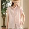 Women Vintage Shirts Turn-down Collar Tops Summer Button Blouses Chinese Style Women Casual Shirts