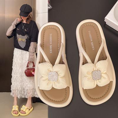 Мода 2025Удобные льняные Мягкие и легкие хлопковые тапочки Милый бантик Плоские тапочки Слайды для пар Домашняя обувь для