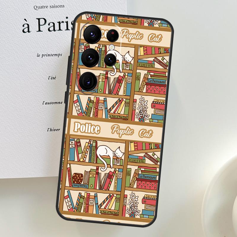 Library Magic cats Kitten Case For Samsung Galaxy S26 Ultra S24 S23 S22 S21 S25 Ultra S10 S20 Plus S25 FE Phone Cover