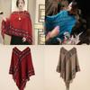 Winter Warm Rhombic Stripe Tassel Shawl Imitation Cashmere Knitting Wraps  Women Fashion