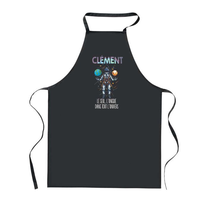 Tablier de cuisine - PLANETEE - Clément - Noir - Impression bretonne - 90x60 cm