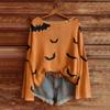 Women's Halloween Sweater, Bohemian Vintage Pattern Print Long Sleeve Knit Pullover