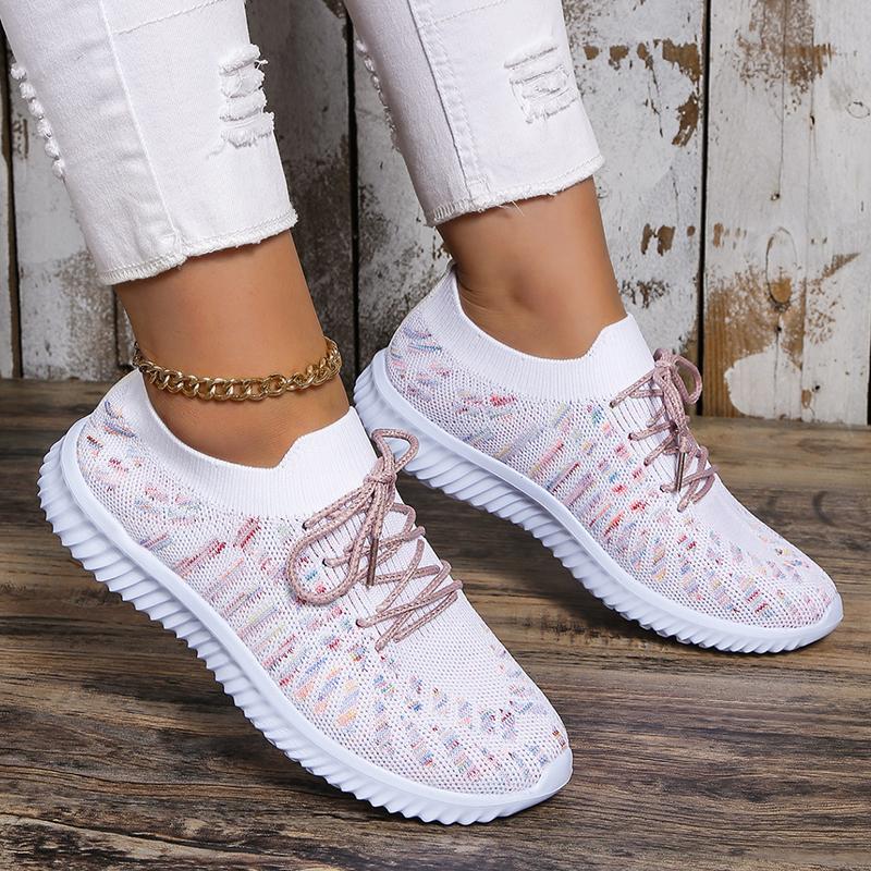 Lucyever Women's Colour Knitted Loafers Autumn Lightweight Breathable Soft Sole Flats Shoes Women Non Slip Walking Shoes Size 43