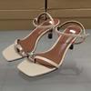 Мода 2024 Лето Женские Босоножки На Высоком Каблуке Металлические Украшения Элегантные Туфли-Шпильки С Клип-Носком Большие Размеры Роскошные Брендовые Женские Туфли С Ремешком На Лодыжке