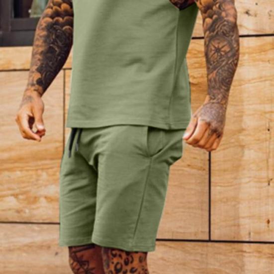 2 шт./компл. мужской спортивный костюм с круглым вырезом без рукавов майки с эластичной резинкой на талии спортивные шорты комплект однотонный повседневный наряд