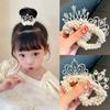 1PCS New Fashion Pearl Crown Princess Cute Kids Elastic Children Ties Girls Hair Accessories Baby Headwear