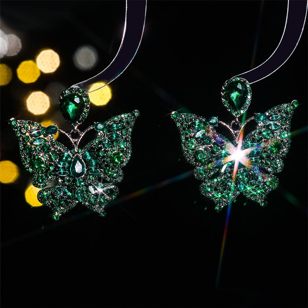 Fashion, New Colored Glass Rhinestone Earrings, Stud Earrings for Women, Personalized Exaggerated Butterfly Ear Jewelry Wholesale
