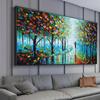 Большой абстрактный лесной пейзаж на холсте, ручная роспись, красочная картина маслом с текстурой мастихина для декора стен