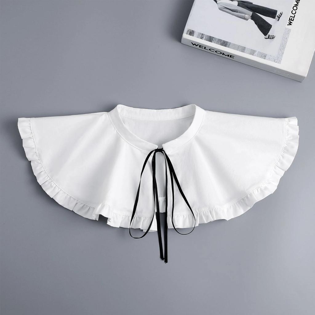 Ruffled Choker Fake Collar for Women Shirt Detachable Adjustable False Collar Neckwear Shoulder Wraps Cape