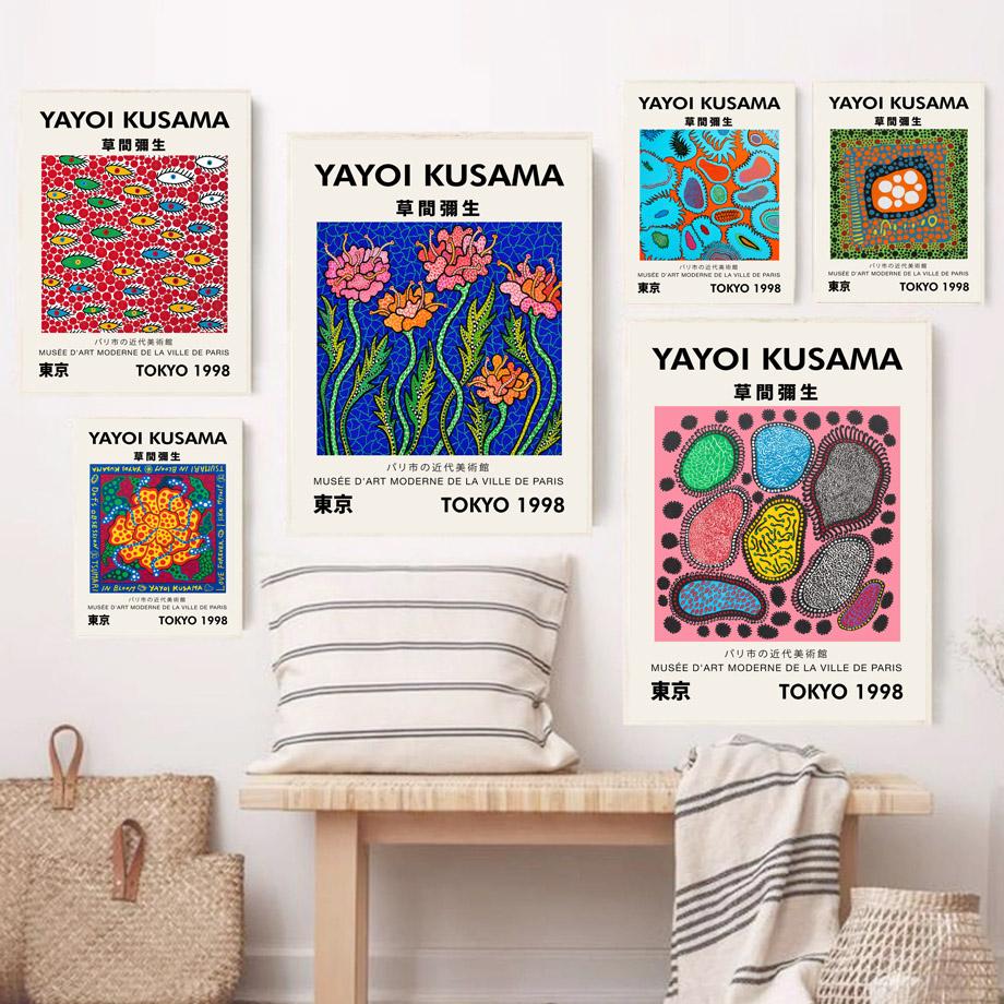 Yayoi Kusama Polka Dot Eye Exhibition Japanese Posters And Prints Wall Art Canvas Painting For Living Room Decorative Pictures
