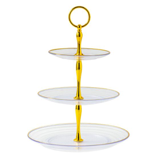 3-х уровневая подставка для кексов, чашка с золотыми краями, чашка для торта, десертная башня, пластиковый многоуровневый поднос, металлический стержень, украшение для детского душа, свадьбы, дня рождения