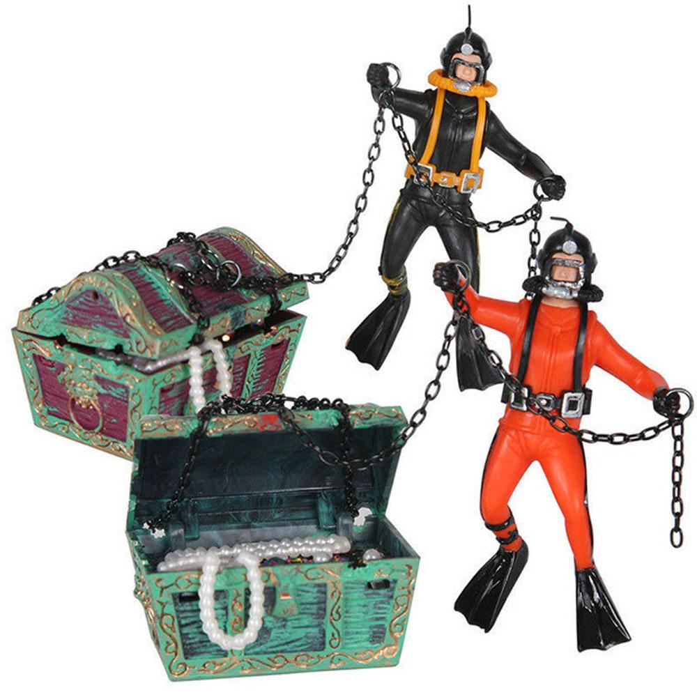 Treasure Box Frogman Pneumatic Ornament Aquarium Decoration Air Pump Connecting Fish Tank Decor