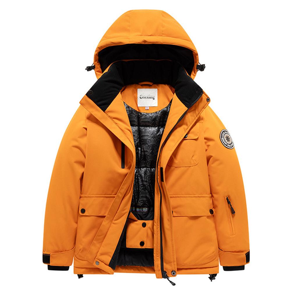 Детский модный лыжный костюм для мальчиков и девочек, утепленная водонепроницаемая теплая лыжная куртка