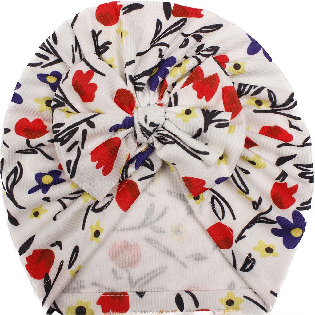 Летняя детская шапочка-бантик с креативным принтом