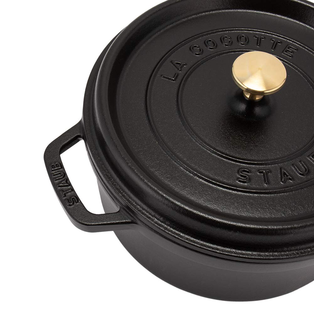 Staub Pico Cocotte Round 24cm Black 1102425 Two Handed Pot Enamel Pot Rund Brater Black Pico Cocotte Pot Stylish Cookware Kitchen Supplies [Staub]
