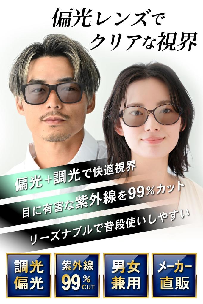 Photochromic Polarized Sunglasses for Blocks of UV Square Color Changing For Outdoor Blue [Fujita Optical] Men, 99% Rays, Shape, Lenses, Driving,