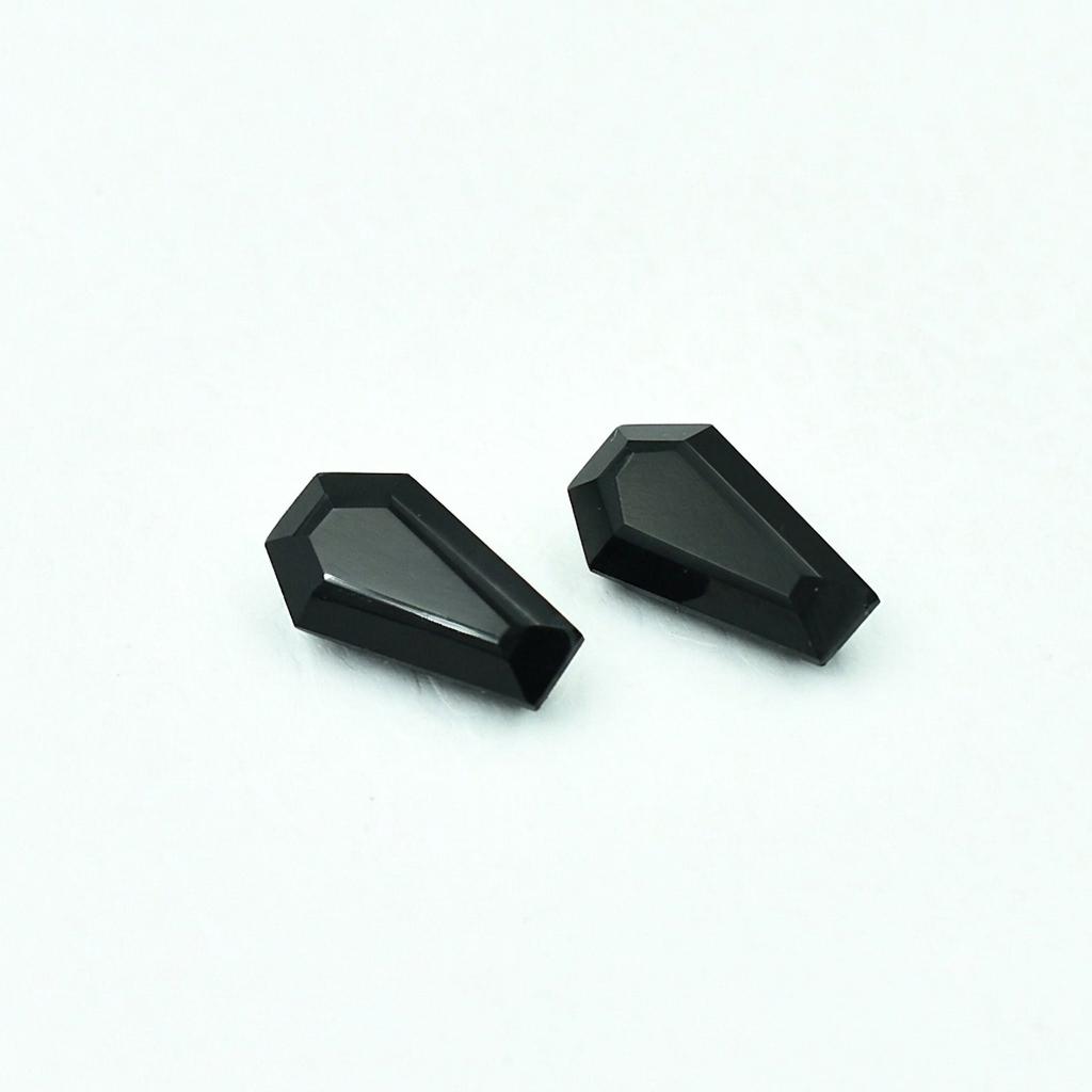 Natural Black Onyx Coffin Cut Loose Gemstones Lot | Black Onyx Cabochons for Jewelry Making