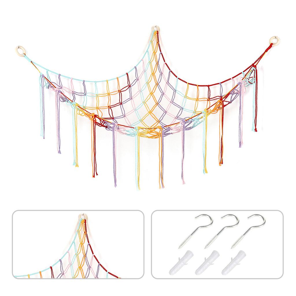 1Pc Toy Hammocks Wall Corner Hanging Storage Net Bedroom Corner Storage Toy Doll Hammock Background Wall Room Decoration