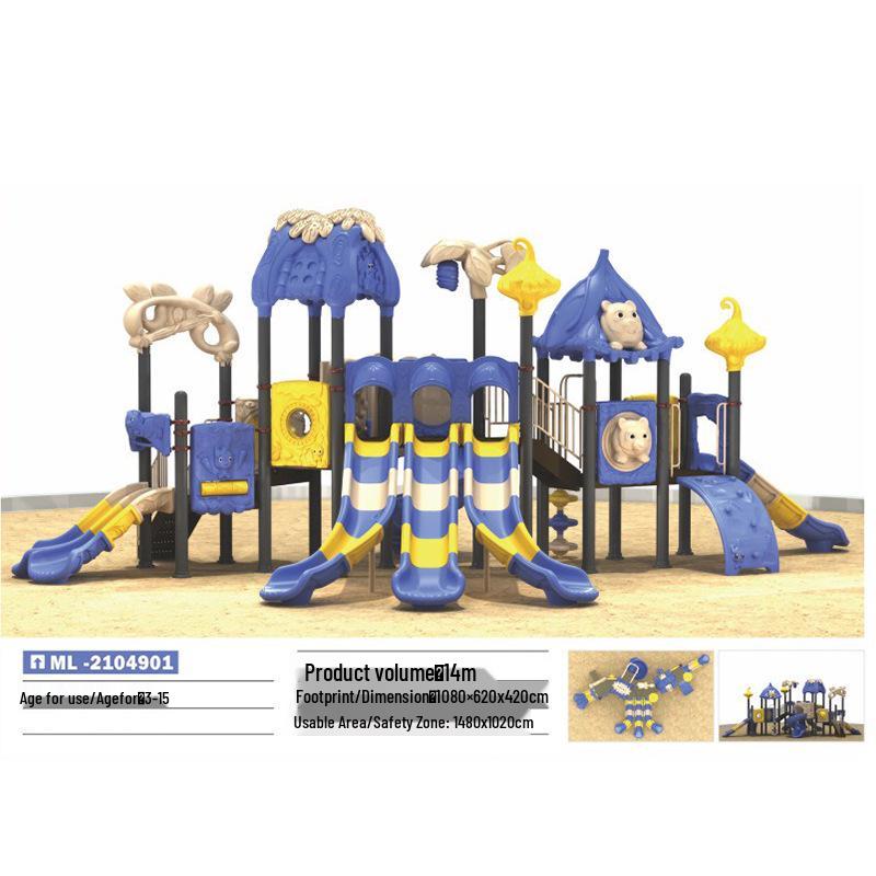 Indoor and Outdoor Playground Swing Set with Slide and Climbing Features for Kindergarten