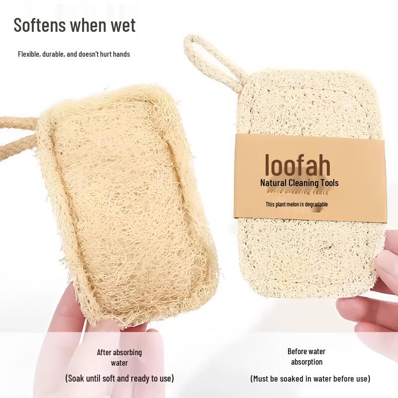 Natural Loofah Dishwashing Brush and Pot Scrubber - Durable Kitchen Decontamination Sponge Cleaner.