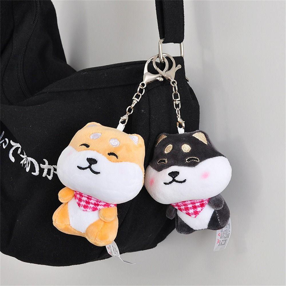 Plush Doll Scarf Shiba Keyring Cute Scarf Puppy Dog Pendant Fashion Plush Dog Keychain Couple Gift