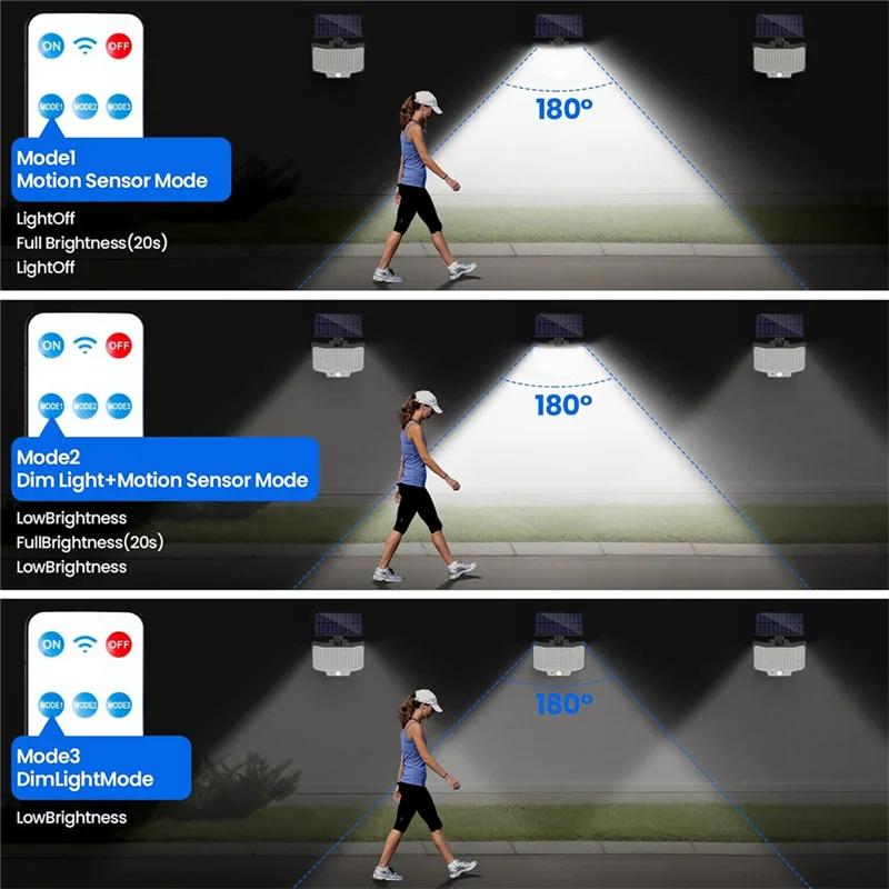 LED Solar Motion Sensor Outdoor Lights, IP65 Waterproof Solar Flood Lights, Solar Powered Security Spot Lights for Fence Garden