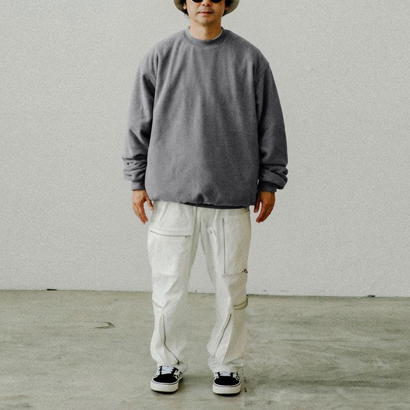 Vans Solid Color Crew Neck Casual Pullover Sweatshirt Unisex Sweatshirt Gray VN000FSMHTG