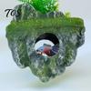 Aquarium Rock Cave Floating Decoration, Realistic Moss Ornament with Goldfish Tank Landscaping Cave, Fish Hideout Shelter for Betta Guppy Shrimp