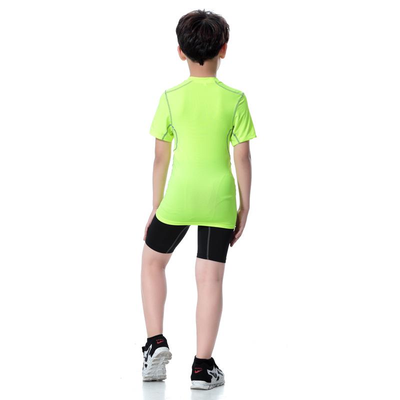Kids' PRO Sports Fitness Gear: Boys' & Girls' Quick-Dry Running Sets with Long/Short Sleeve Shirts, Elastic Shorts, and Long Pants.