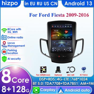 9,7-дюймовый экран QLED 2din Android Car Radio Multimedia Video Player для Ford Fiesta 2009 - 2017 GPS Navi Carplay Auto 4G LTE RDS AI Intelligent Screen