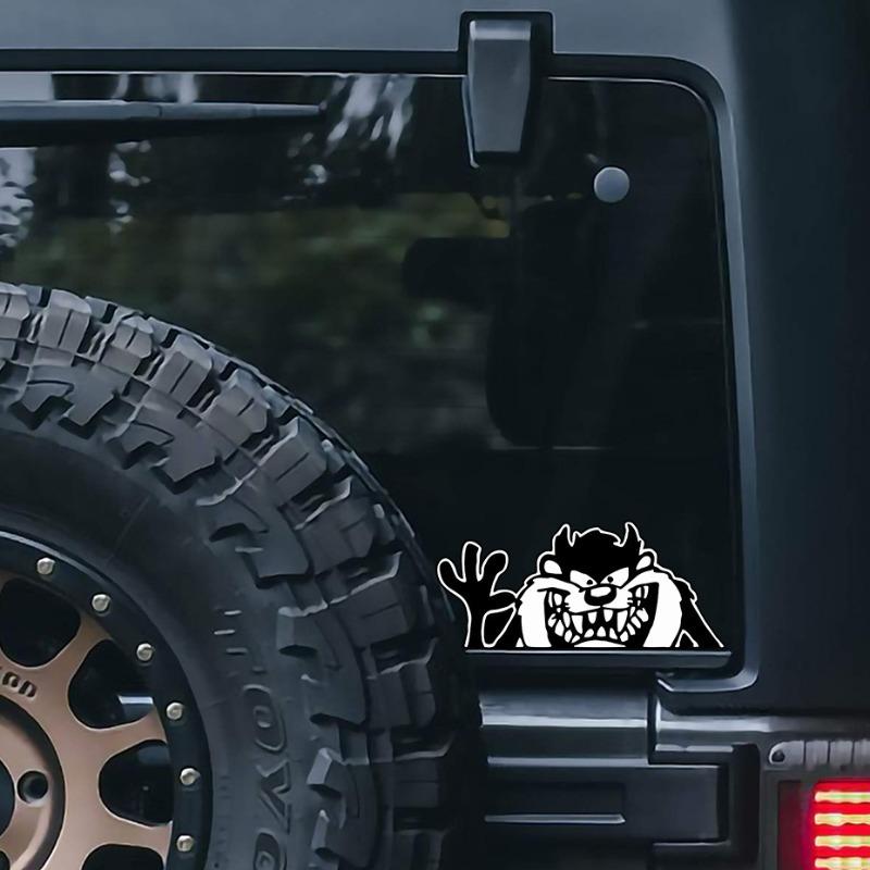 1pc Engraved Devil with Waving Gesture Sticker Interesting Pattern Vinyl Decal for Car Bumpers Trucks Vans Laptops Mugs Glasses