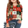 Christmas Day Girls Long Sleeve T Shirts Kids Fall Tops Crewneck Printed Basic Tees