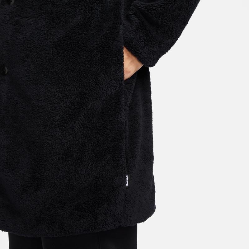 Nike Однотонная однобортная повседневная куртка James Coral Fleece Spliced, мужская куртка черного цвета FB7120-010