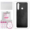 apgo Protective Skin Sticker for the Back Compatible with Realme 5, Wrap Film, Foil, Vinyl - Pattern Black Leather