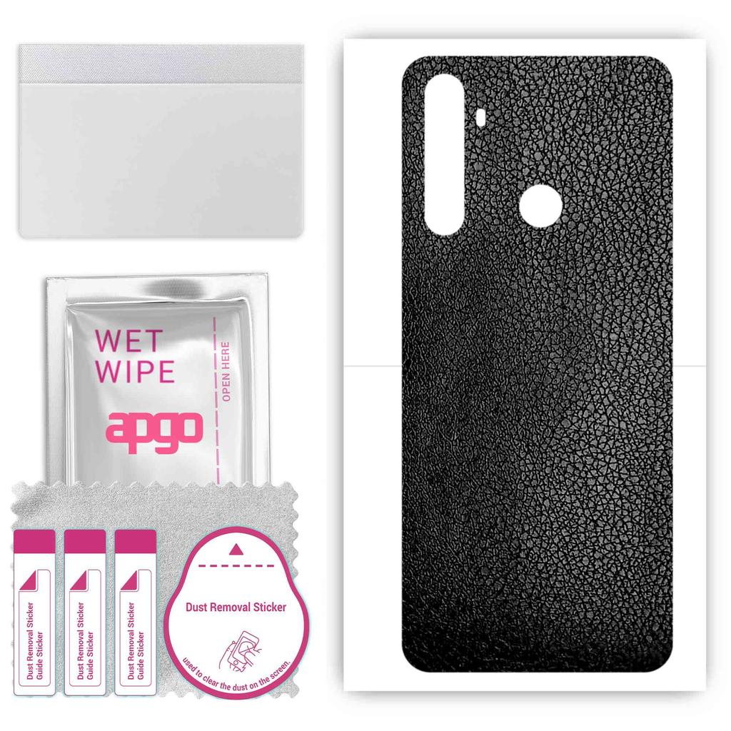 apgo Защитная наклейка на заднюю панель, совместимая с Realme 6i (Индия), Оберточная пленка, фольга, винил — черная кожа с узором