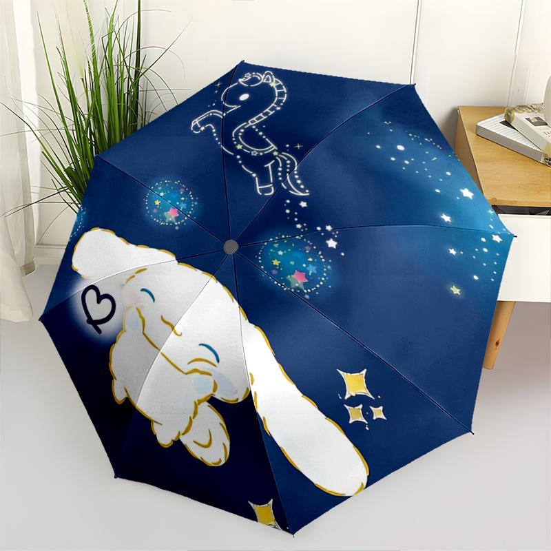 1pc Happy Cinnamoroll Automatic Opening and Closing Umbrella - Small Umbrella Suitable for Various Occasions, Portable 3-Fold Small Umbrella for Men a