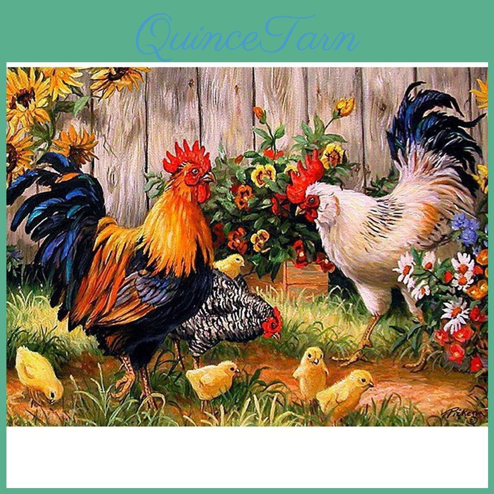 5d Diamond Diy Two Painting Roosters Diamond Embroidery Full Mosaic Kits Cross Stitch Home Decor Handmade Gifts