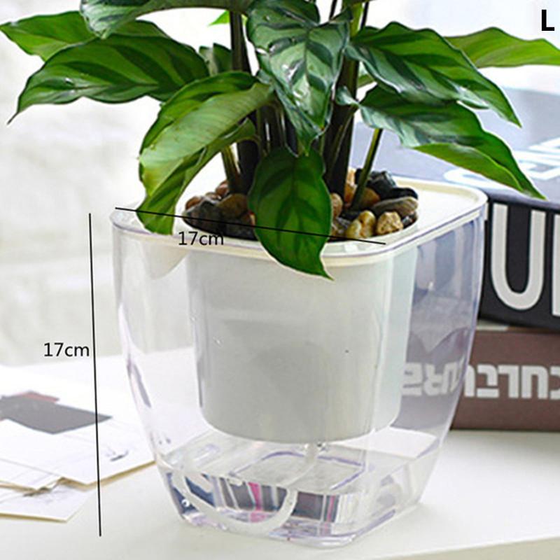 Цветочный горшок для растений с самополивом, прозрачный посадочный горшок, бассейн для хранения воды, садовые принадлежности, домашний декор FU