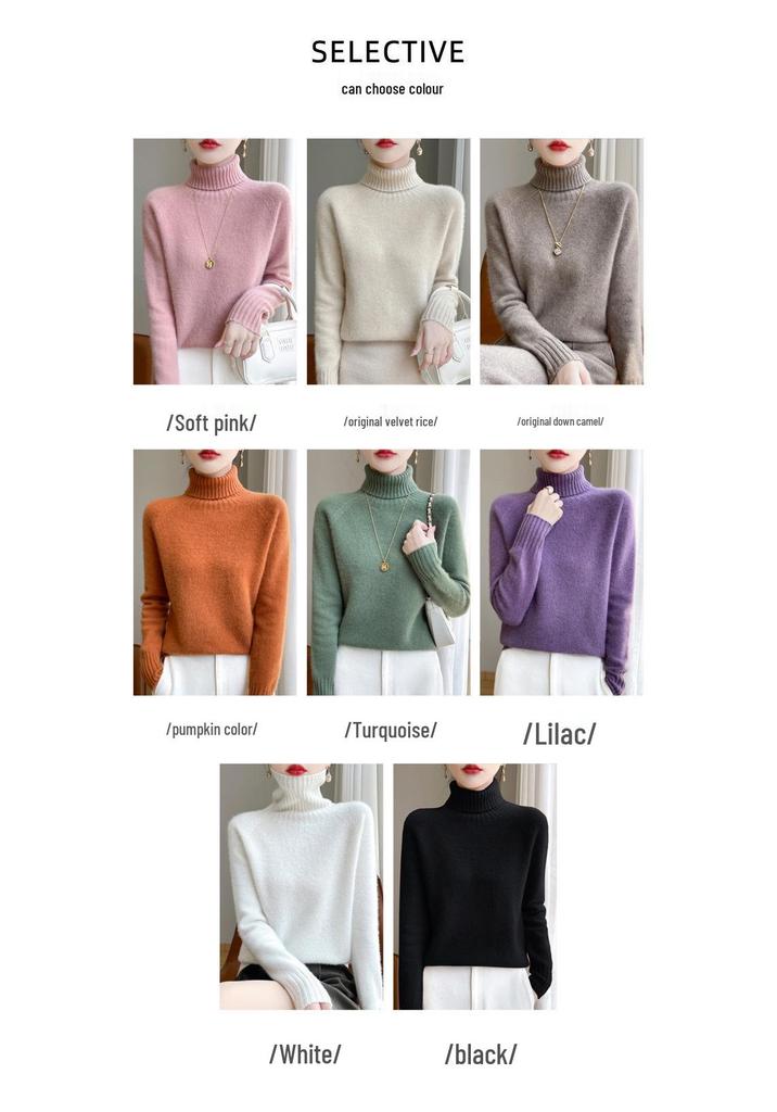 Women's Osmanthus Stitch High-Collar Wool Sweater: Versatile, Warm Autumn & Winter Knit Long Sleeve Base Layer