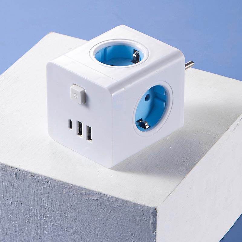 Европейский стандартный USB-адаптер для путешествий (куб) с глобальной настройкой