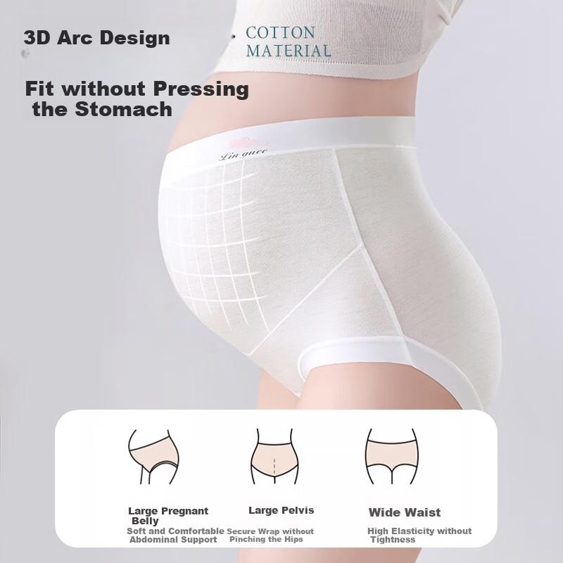 LangSha Maternity Underwear for Women, Modal High-Waist Tummy Support, Extended Cotton Pouch, Antibacterial, High-Elasticity, Plus Size Shorts