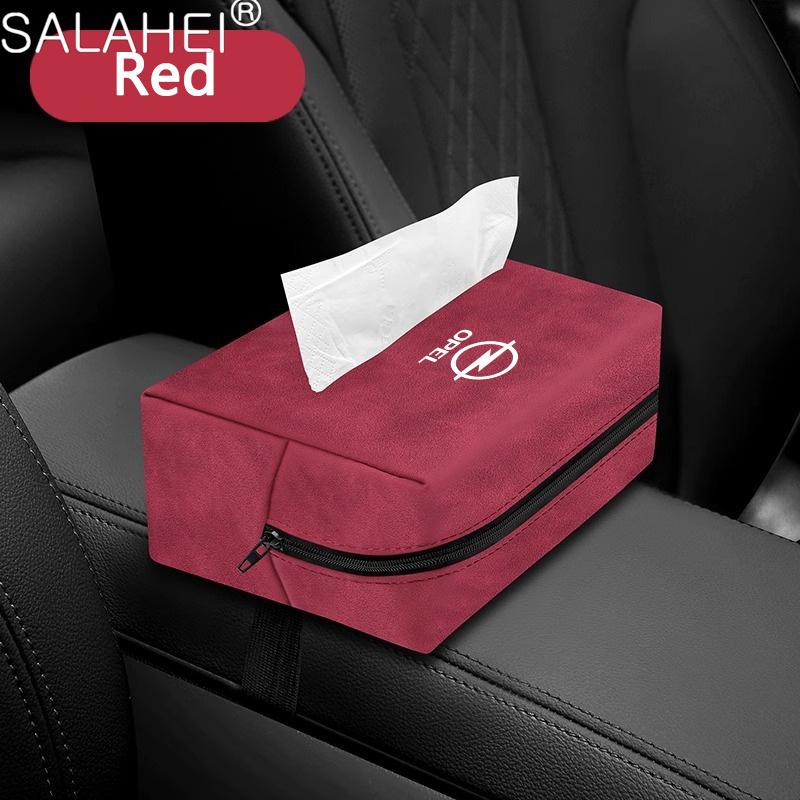 For Opel Mokka Corsa Astra Combo Grandland Insignia 2024 2025 Car Logo Tissue Box Paper Storage Bag Organizer Interior Accessori