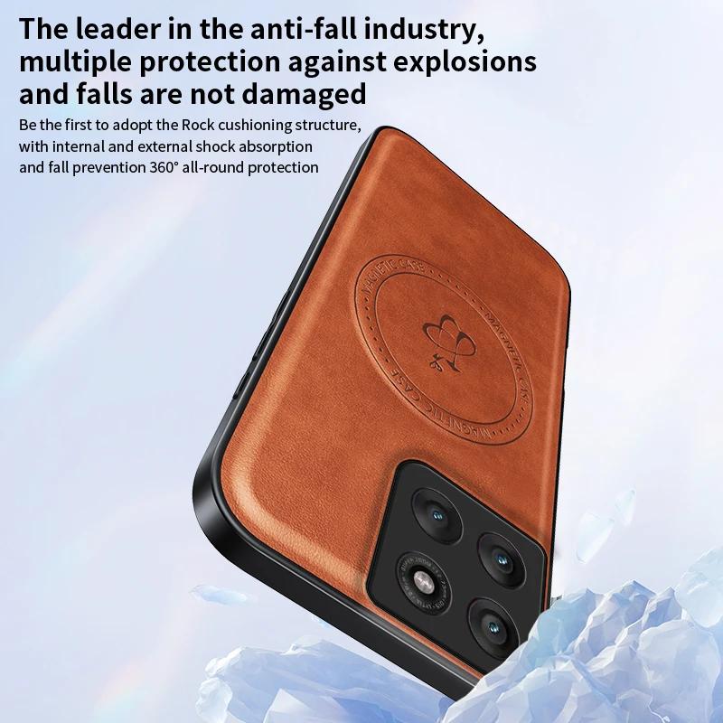 Wireless Charging Magnetic Case for Motorola Edge 60 Pro Moto Edge 60 Fusion Protective Cover PU Leather Hard Back Shell Coque