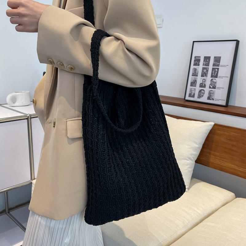 Пляжные сумки Женская сумка через плечо Вязаная крючком сумка Дизайнерская вязаная сумка-шоппер с полой ручкой сверху