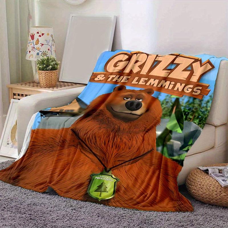 1pc, Grizzy & The Lemmings, Cozy Home Decor Blanket, Perfect for Couch, Bed, Travel, Camping, Car, Beach, Office Nap, Soft Throw with National Park Ra