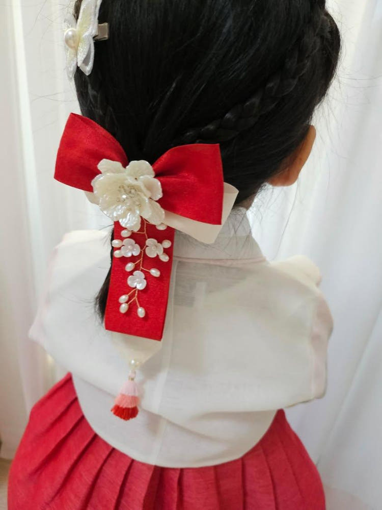 Korean Traditional Hanbok Daenggi Hair Clip for Kids Chuseok Festival