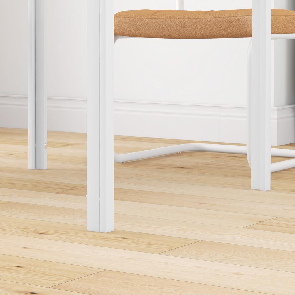 Square Dining Table for 4 People, Tempered Glass Tabletop, for Kitchen and Dining Room, 75 x 75 x 75 cm, White